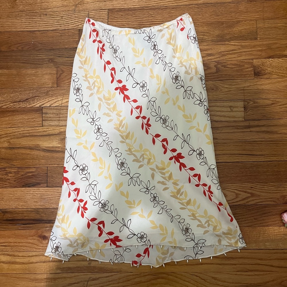 Vintage Y2K floral beaded midi skirt